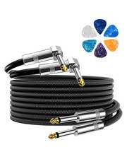 2 Pack 10ft Guitar Instrument Cable, Right Angle to Straight, Black
