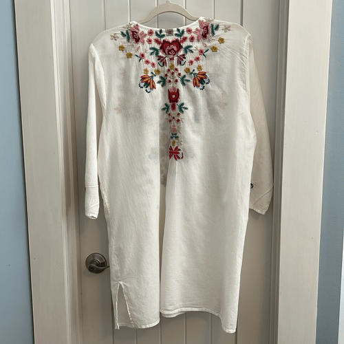 Johnny Was Biya Floral Embroidered Cotton Tunic Top Blouse Size XL - Picture 5 of 8