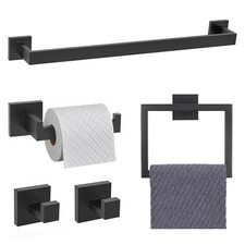 5 Pieces Bathroom Accessories Set, S304 Stainless Steel Bath Towel Bar Set, T...