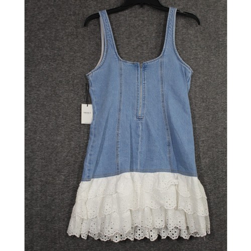 Forever 21 DENIM LACE-TIERED MINI DRESS medium New - Picture 3 of 7
