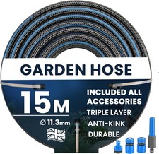 Image of Garden Hose Pipe Heavy Duty Reinforced PVC Triple Layer Connectors Spray Nozzle