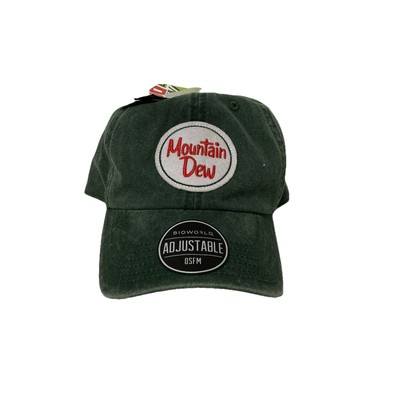 Vintage style MOUNTAIN DEW Distressed Green Baseball Cap Hat New Bioworld Rare