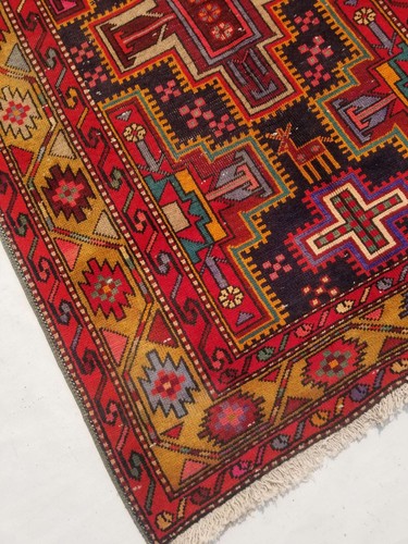 Vintage Handgeknüpfter Traditioneller Orientteppich Wolle Mehrfarbig 286x116cm - Bild 5 von 12