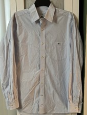 Lacoste Men s Size 40 Medium Light Blue Striped Button Up Dress Shirt