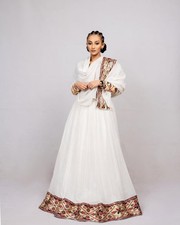 Elegant Habesha Traditional Dress  Ethiopian  Eritrean Kemis