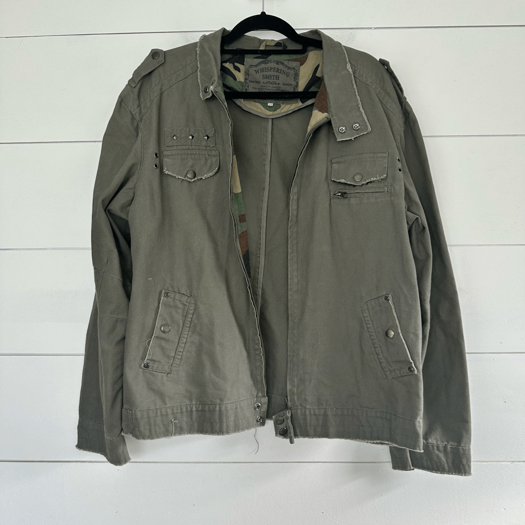 Whispering Smith Men's Extra Large Green Military Vintage Jacket