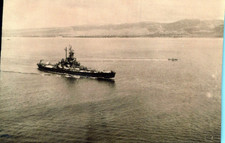 Pair of original WWII naval photos showing U.S. battleship underway at sea T5S