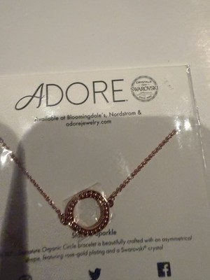 Adore Rose Gold Plated Chain Bracelet with Round Crystal & Lobster Clasp