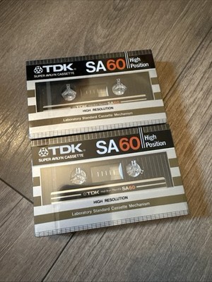 2 New Sealed 1985 TDK SA 60 High Position Type II High Bias Blank Cassette Tapes