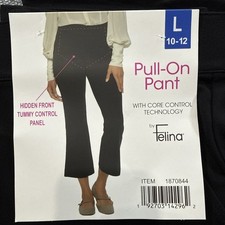 Felina Women's Tummy Control Pull-On Kick Crop Pant Black Large NWT