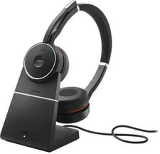 Jabra Evolve 75 UC Wireless Headset With 370 USB Adapter and Charging Stand