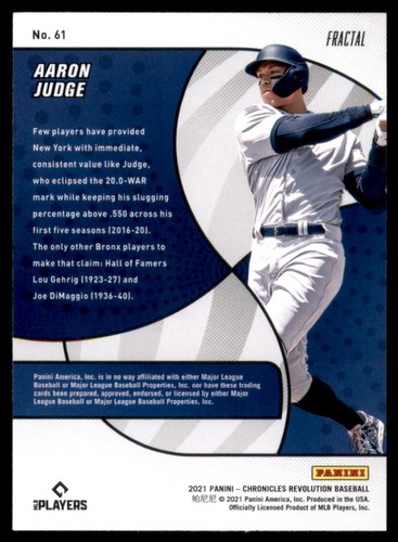 2021 Chronicles Aaron Judge New York Yankees #61 157937 - Bild 2 von 2
