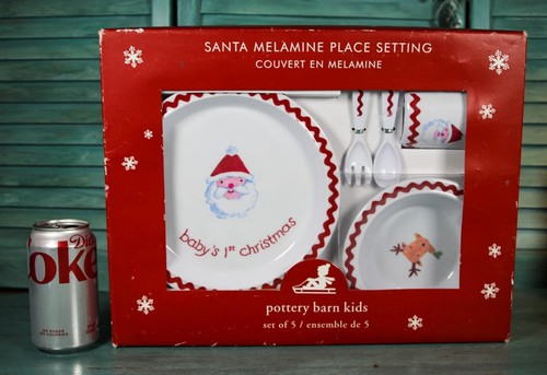 Pottery Barn Kids Babys 1. Weihnachten Weihnachtsmann 5/-teiliges Melamin Gedeck in Box - Bild 8 von 8