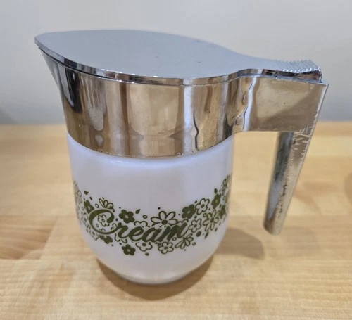 Vintage Gemco Spring Blossom Milk Glass Creamer
