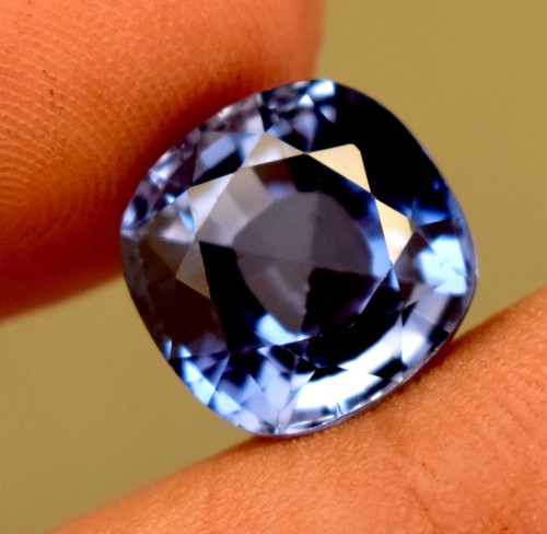 Lab Grown Blue Color Sapphire 8.80 Ct Cushion Certified Loose Gemstone For Ring - Picture 5 of 5
