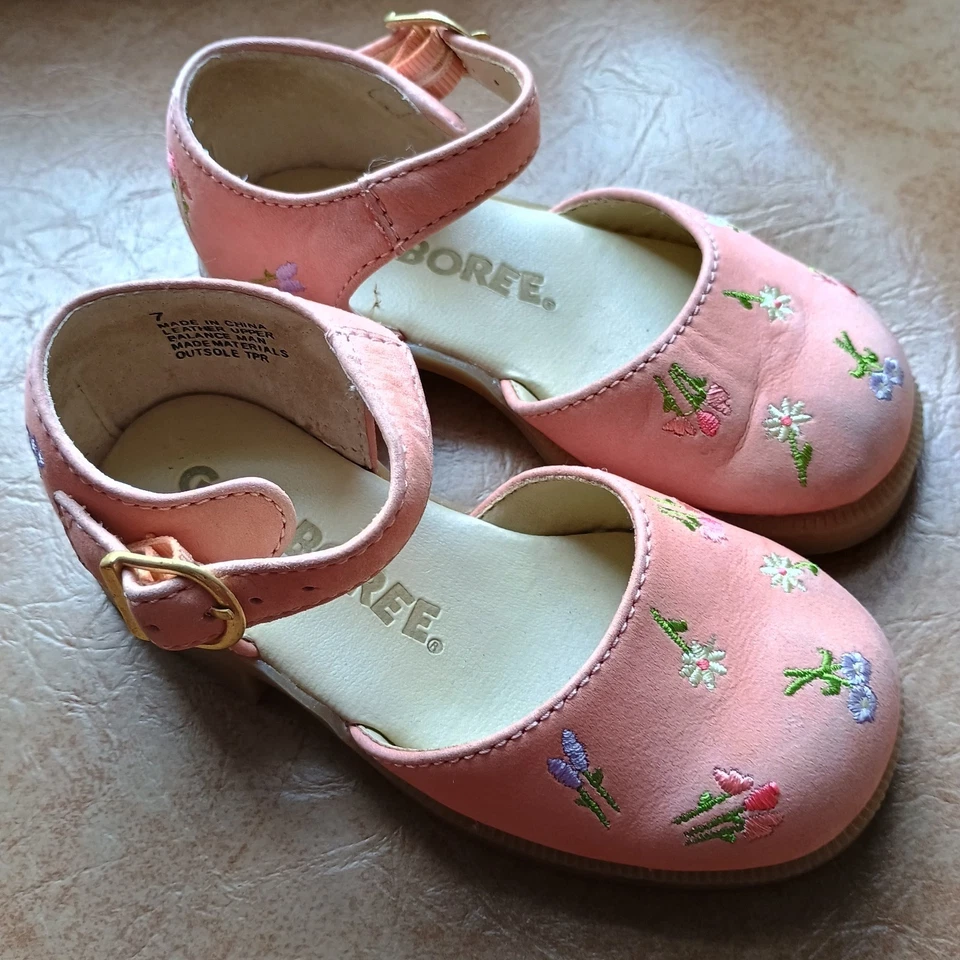Gymboree Pink Floral Leather Mary Janes Toddler 7 - Image 2 of 4