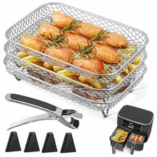 Rectangle Air Fryer Rack Accessories for Ninja Dual Air Fryer AF300UK AF400UK