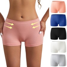 Ladies Plain Underwear High Waist Seamless Stretch Boxer Shorts Hot Pants L  