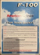 American Airlines Fokker 100 (F-100) Airline Safety Card