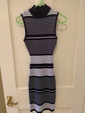 navy and white bodycon dress