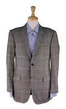 Lanvin Mens Sportcoat 36R Black White Plaid Wool Cashmere Fleece 2-Button Blazer