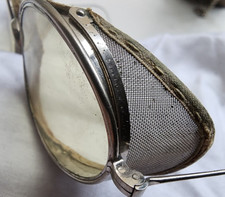 VTG STEAMPUNK WW2 SUNGLASSES MATSUDA PALE LEMON LENS METAL SHIELDS SUEDE TRIMS