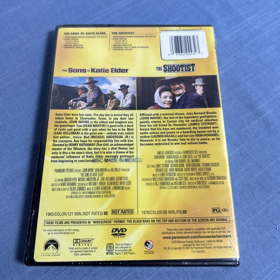 John Wayne Double Feature Sons Of Katie Elder/The Shootist New Sealed - Image 2 of 2