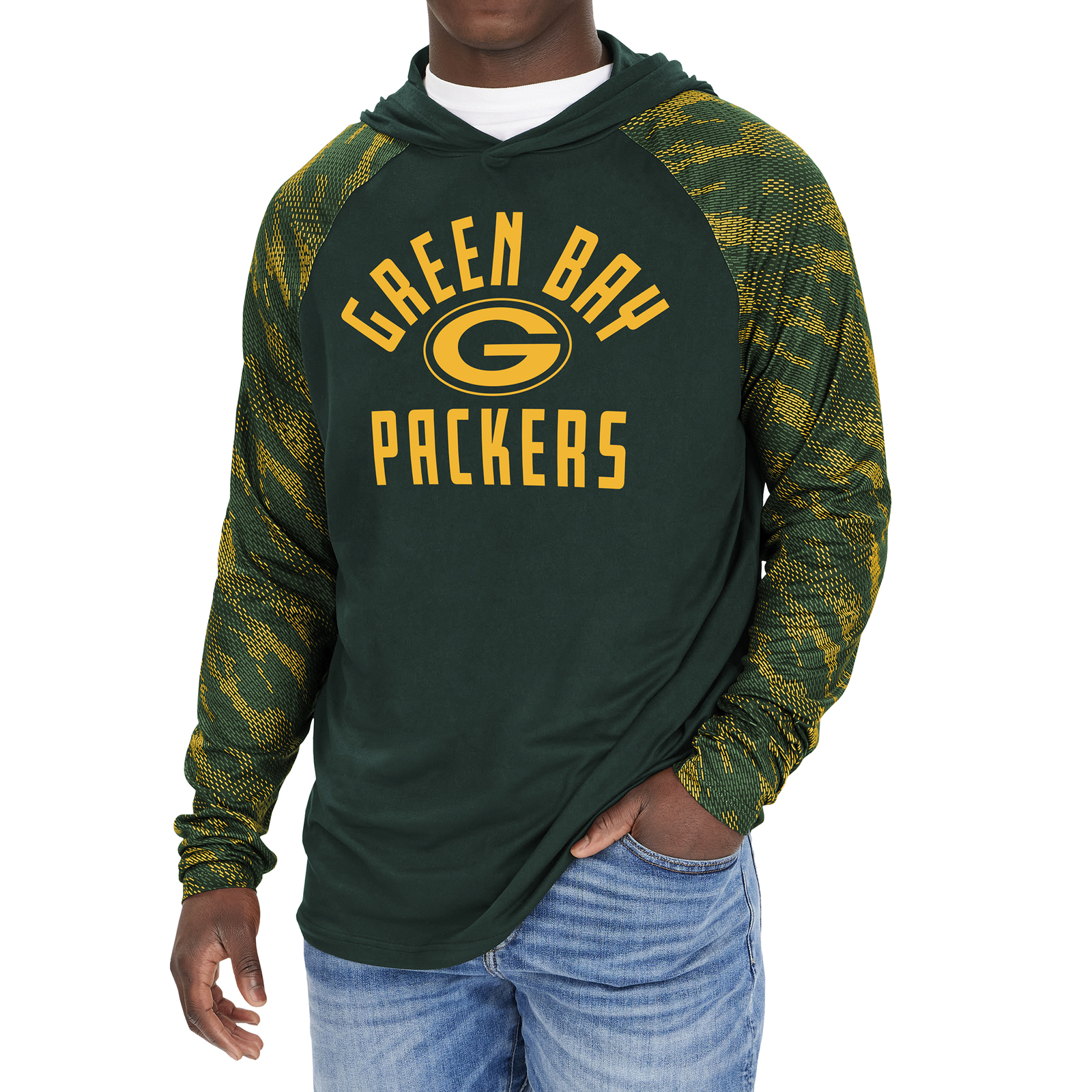 Пуловер с капюшоном и принтом гадюки Zubaz NFL Mens Green Bay Packers