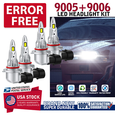 CANBUS 9005 & 9006 30000LM LED Combo Headlight Bulbs For Honda Odyssey 2005-2010