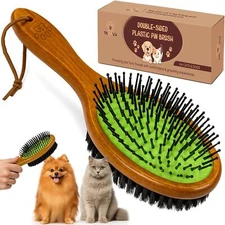 Pin & Bristle Pet Brush for Dogs & Cats - Double Sided Grooming Tool Detangle...
