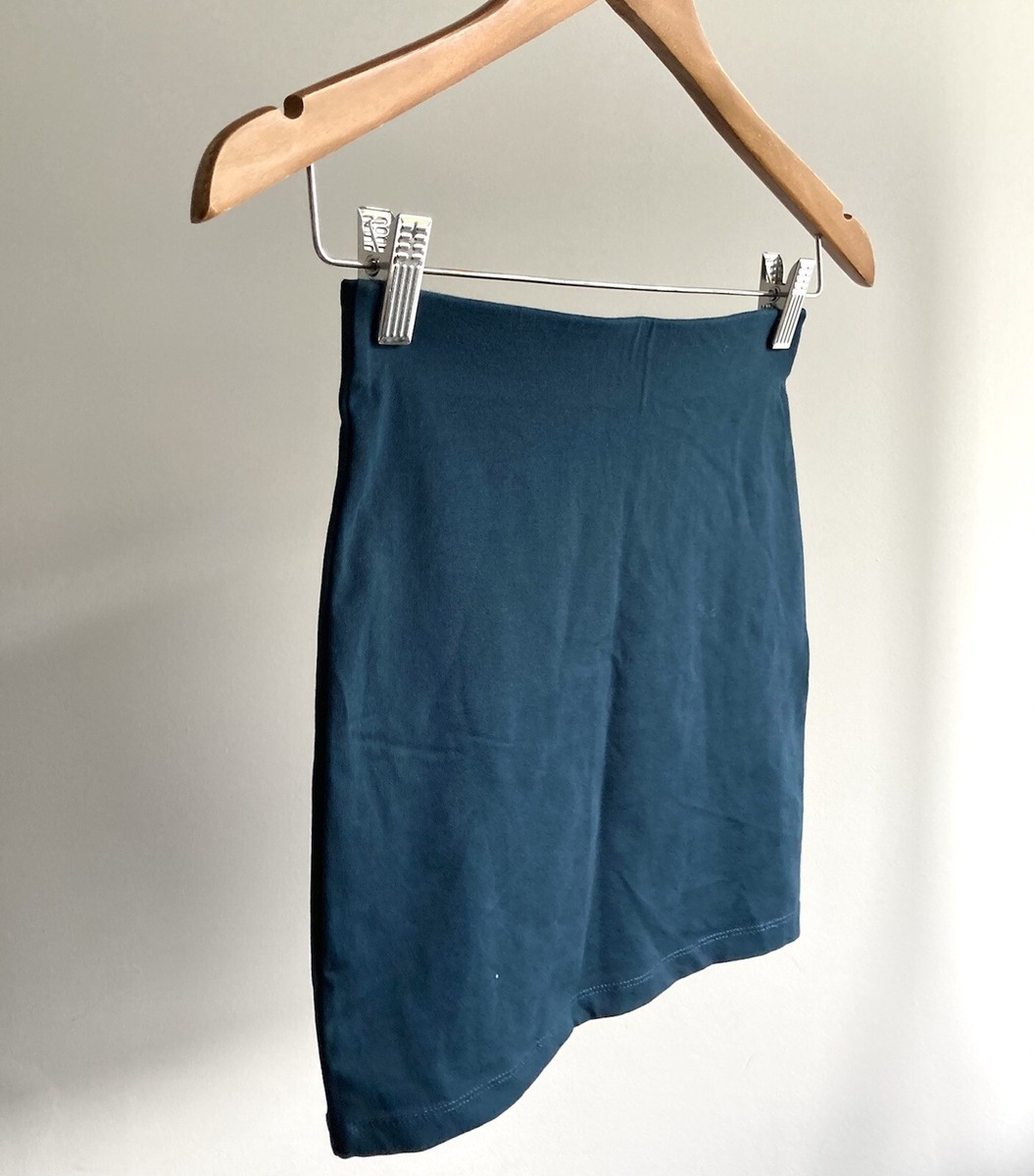Women's H&M Blue Teal Stretch Jersey Mini Skirt Bodycon Size