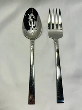 Oneida Rogers Northland Stainless Slotted Serving Spoon & Fork