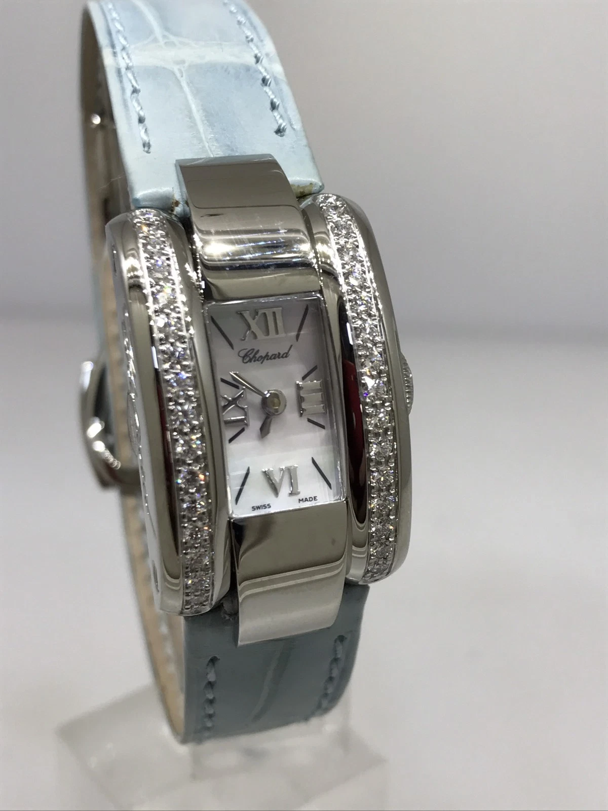 Chopard — Chopard La Strada Acciaio Inox Diamante Donna Pelle Cinturino Orologio 41/8445
