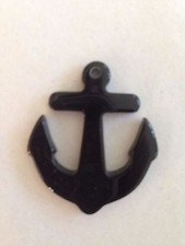 10 quality large black anchor beads 1 3/8" x 1 1/16"  jewelry plastic charms