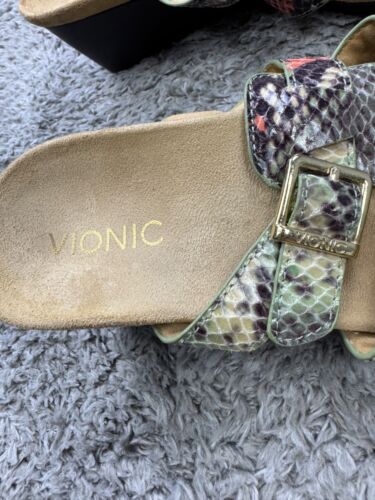 Vionic Sandals Women 7 Radia Snakeskin Strap Animal Print Wedge Comfort Shoes - Picture 8 of 9