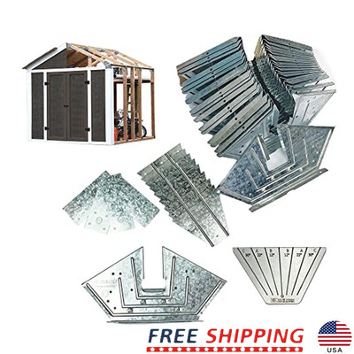 DIY 7x8 Foot Peak Roof Storage Shed Frame Kit Steel Angles Base Plates New