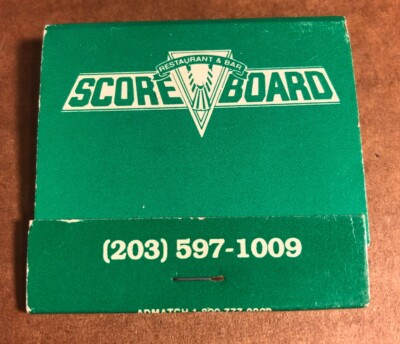 Scoreboard Major League Sports Bar, Vintage Matchbook, Waterbury, Connecticut