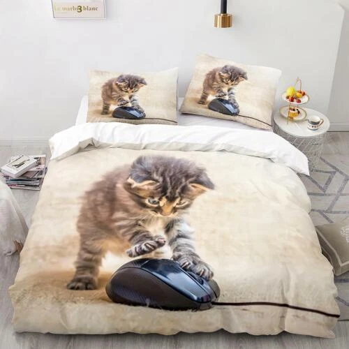 Cats Quilt Duvet Cover Pillowcase Pets Bedding Set Single Double King Size Hot - Picture 27 of 63
