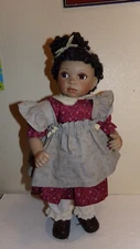 Seymour Mann 19" Porcelain Adorable AA Doll Jody Sue Red Dress  Gray Apron