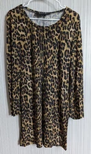Nicole Miller Collection Leopard Print Long Sleeve Women's Dress Size Small