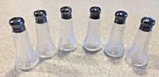 VINTAGE 6 DEPRESSION CLEAR GLASS SALT PEPPER SHAKERS STERLING TOPS 1950s