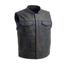 Club Style Men's Leather Vest Biker Cut - Multiple Colors - Concealed Carry