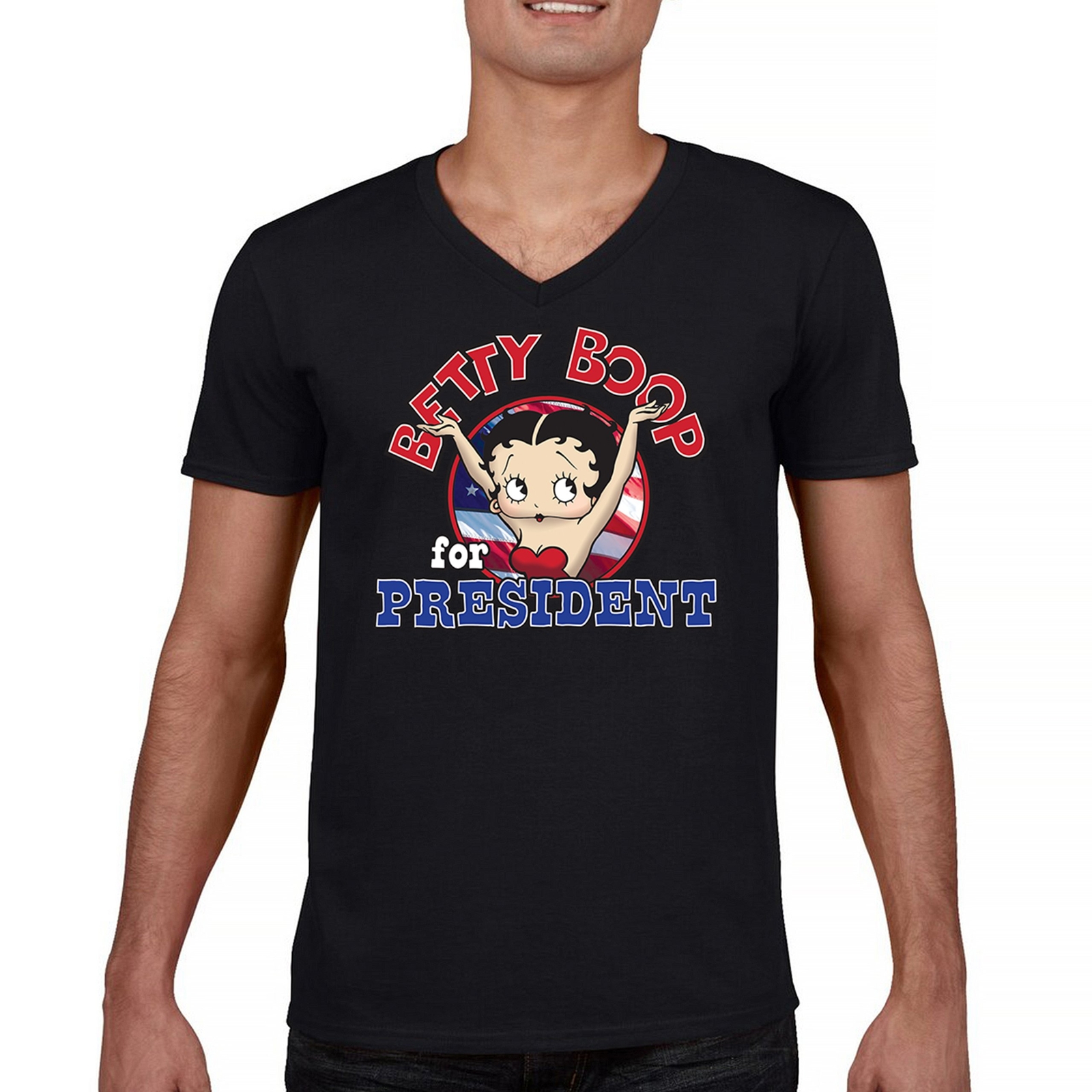 ALTRA T shirt collo a V Betty Boop For President 2024 divertente umorismo iconica cultura pop
