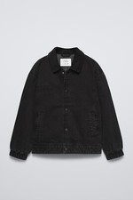 New Zara Boy's Embroidered Denim Jacket 1213/507 Black 13-14 Years shirt coat