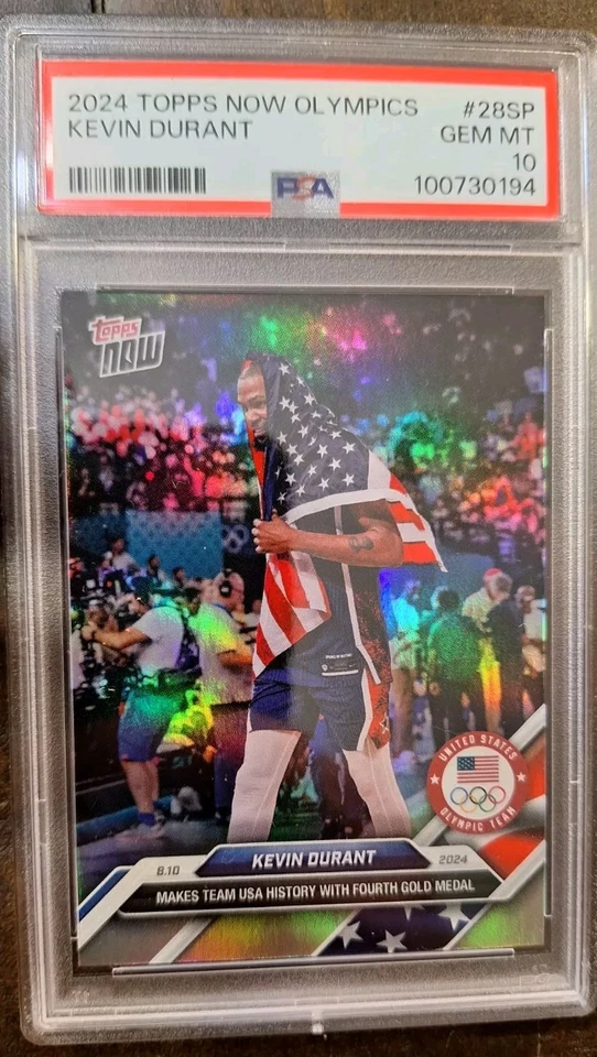 2024 Topps Now Olympics Kevin Durant 28SP Rainbow Foil PSA 10 Gem Mint USA 28 SP - Image 3 of 3