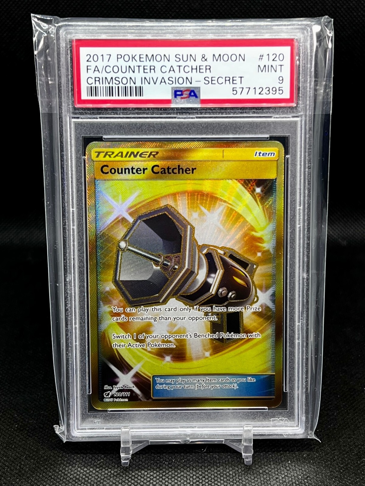 2017 Pokemon S&M Full Art Counter Catcher Crimson Invasion Secret #120 PSA 9