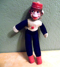 1950'S 9 3/4" BELLHOP MONKEY CARNIVAL PRIZE STRAW STUFFED BODY CELLULOID HEAD
