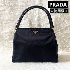 Prada Triangle Logo Shoulder Bag Black Nylon Gold Hardware