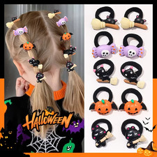 10Pcs Children'S Girls' Halloween Hair Ring - Funny Pumpkin and Ghost and Bat Ca