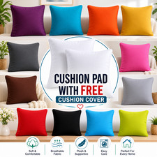 Hollowfiber Cushion Pad with FREE Plain Cushion Cover Home Sofa Decor Multi Size